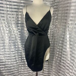 Sexy Black Sleeveless Rhinestone Party Dressp